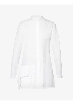 Frilled-panel pleated-yoke slim-fit cotton-poplin shirt
