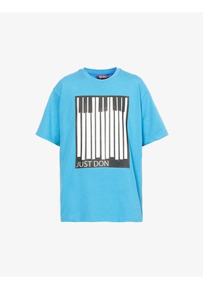 Keyboard graphic-print relaxed-fit cotton-jersey T-shirt