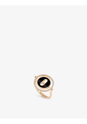 Lucky Move 18ct rose-gold, diamond and onyx ring