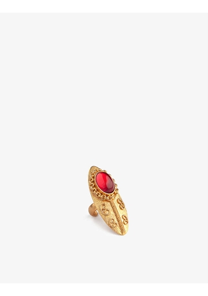 Sonia Petroff 24ct yellow-gold plated brass and ruby cabochon ring