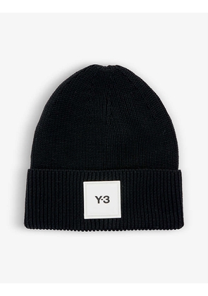Brand-patch ribbed wool beanie
