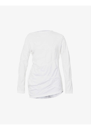 Draped-panel loose-fit cotton-jersey T-shirt