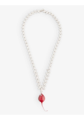 Diamond Dip rhinestone and metal pendant necklace