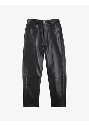 Aubinn panel straight-let high-rise leather trousers