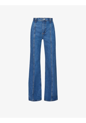 Leah wide-leg mid-rise organic denim-blend jeans