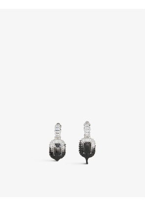 Rhinestone-embellished metal clip-on earrings