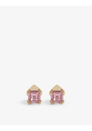 Spade gold-tone and cubic zirconia stud earrings