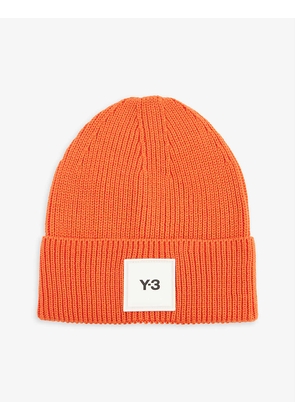Brand-patch ribbed wool beanie