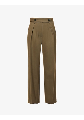 Tapered-leg mid-rise wool-blend trousers