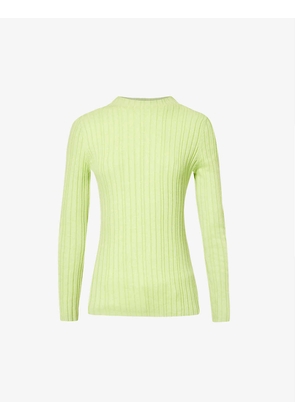 High-neck slim-fit cotton-knit top