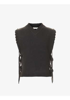 Laced boxy-fit wool-knit vest