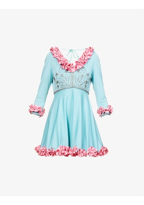 Ruffle-embellished upcycled mini dress