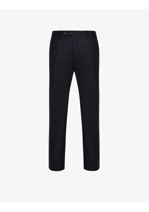Pressed-crease mid-rise slim-fit tapered wool trousers