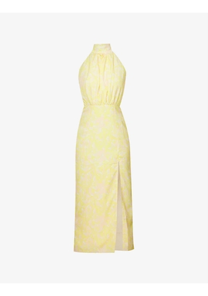 Odelle high-neck stretch-woven midi dress
