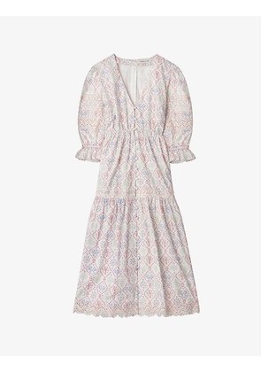 Amara shell-print cotton midi dress
