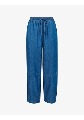 Lucy high-rise cotton-chambray trousers