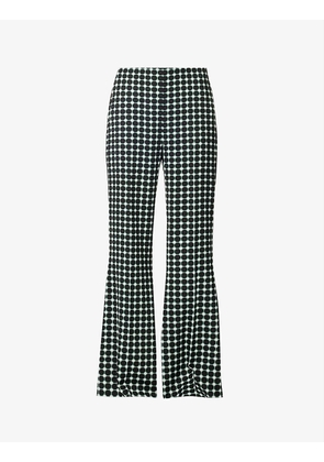 Rivoli graphic-print wide-leg high-rise stretch-woven trousers