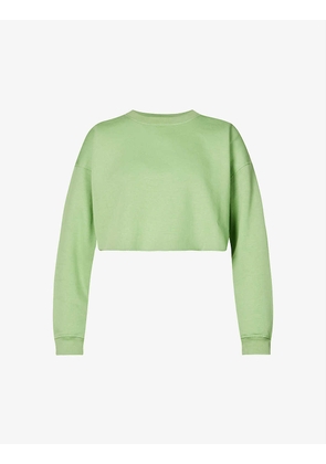 Cropped boxy-fit cotton-blend sweatshirt