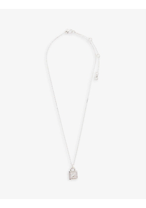 Padlock crystal-embellished silver-tone necklace