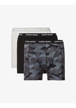 Logo-waistband mid-rise pack of three stretch-cotton boxers