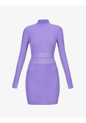 Metallic ribbed-knit recycled viscose-blend mini dress