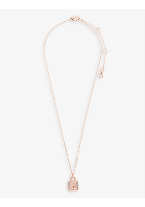 Logo-embellished cubic zirconia and metal pendant necklace