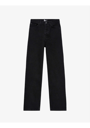 Straight-leg cropped mid-rise jeans