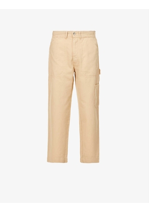 Relaxed-fit straight-leg mid-rise organic-cotton trousers