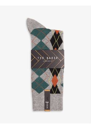 Fairpat fair-isle print stretch-cotton socks