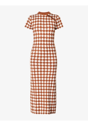 Millie check-print knitted maxi dress