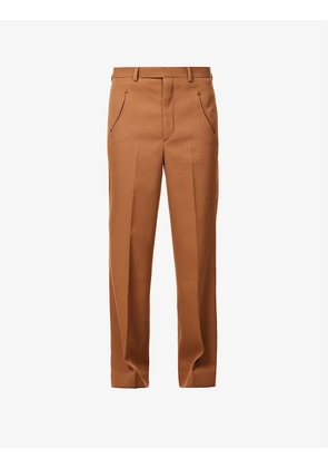 Pleated relaxed-fit straight-leg wool gabardine trousers