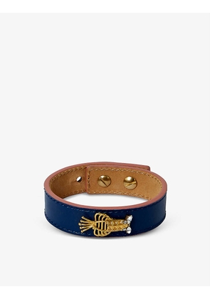 Sonia Petroff Lobster leather, 24ct gold-plated brass and Swarovski diamond bracelet