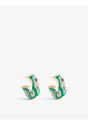 Twisted 18ct gold-plated sterling silver and cubic zirconia earrings