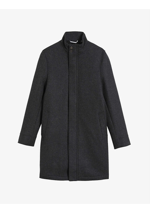 Icomb funnel-neck recycled-wool blend coat