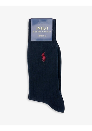 Logo-embroidered stretch-cotton blend socks