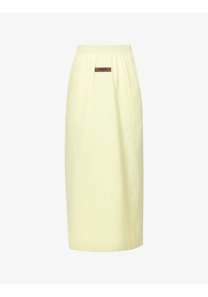 ESSENTIALS brand-tab elasticated-waist cotton-jersey midi skirt