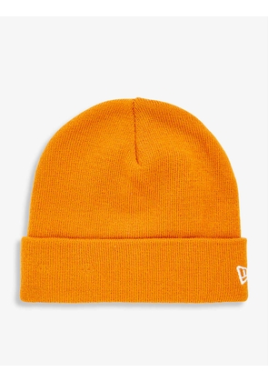 Logo-embroidered woven-knit beanie hat