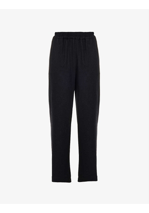 Elasticated wide-leg mid-rise cashmere trousers