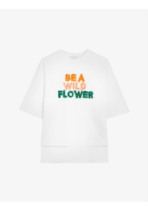 Fluwer slogan-appliqué cotton-jersey T-shirt