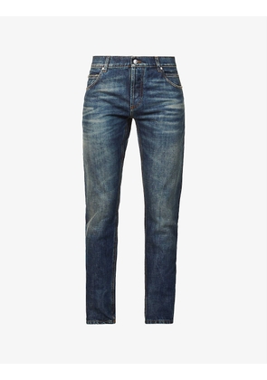 Brand-patch regular-fit jeans