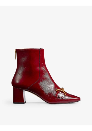 Nadina snaffle-detail block-heel leather ankle boots