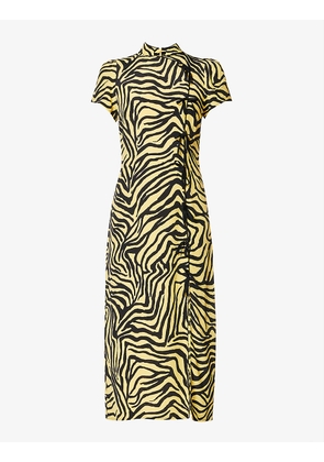 Leia zebra-print woven midi dress