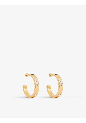 Pegged Signature yellow gold-plated brass hoop earrings