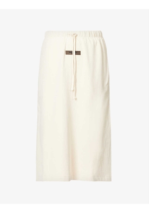 ESSENTIALS brand-tab cotton midi skirt