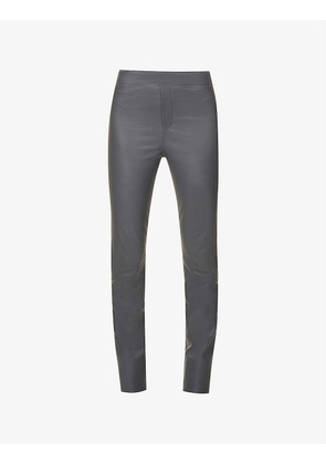 Snipe fitted high-rise leather trousers