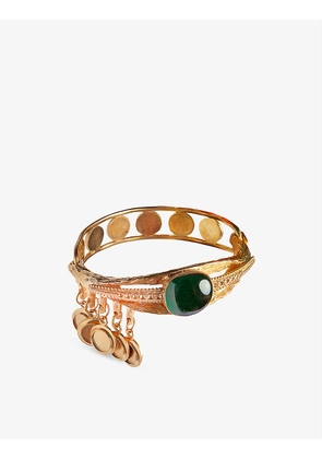 Sonia Petroff Emerald Eye 24ct-gold plated brass and emerald bracelet