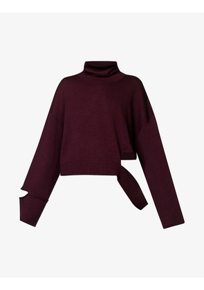 Cut-out turtleneck knitted jumper