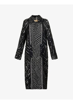 Clyde geometric-pattern woven coat