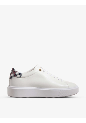 Filona checked-heel platform leather low-top trainers