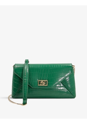Elissia croc-embossed envelope faux-leather clutch bag